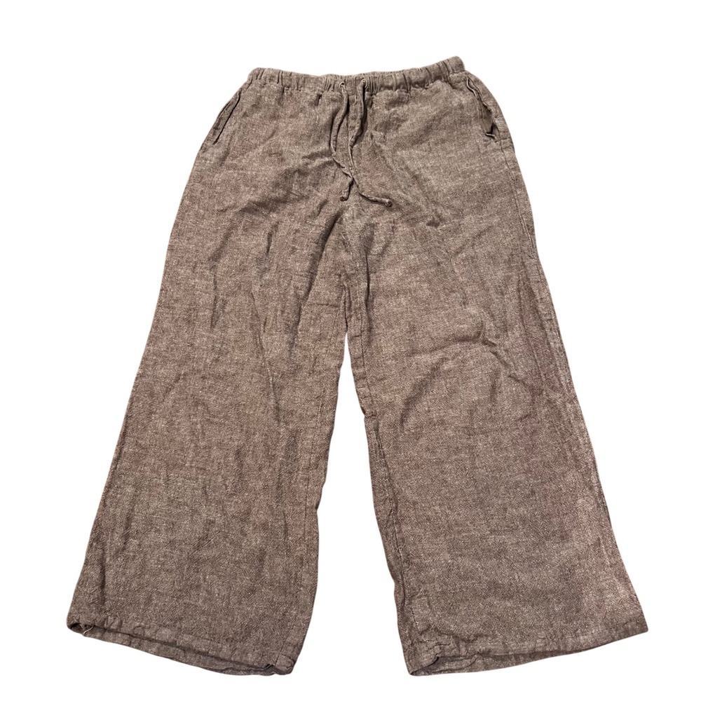 Rachel Zoe Brown Linen Blend Wide Leg Drawstring Pants Trousers XS